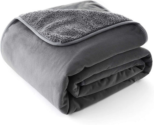 Waterproof Dog Blanket 38 X 29 In, Soft Pet Pee Proof Throws for Couch Sofa Bed, Reversible Plush Protector Cover for Small Dogs Puppies Cats, Grey