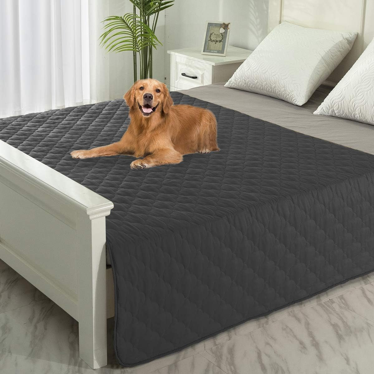 Dog Bed Cover Washable Pee Pads Dog Blankets for Puppy Large Dog Cat,Sofa Reversible Changing Pad Reusable 1 Piece（82"X82",Dark Grey）